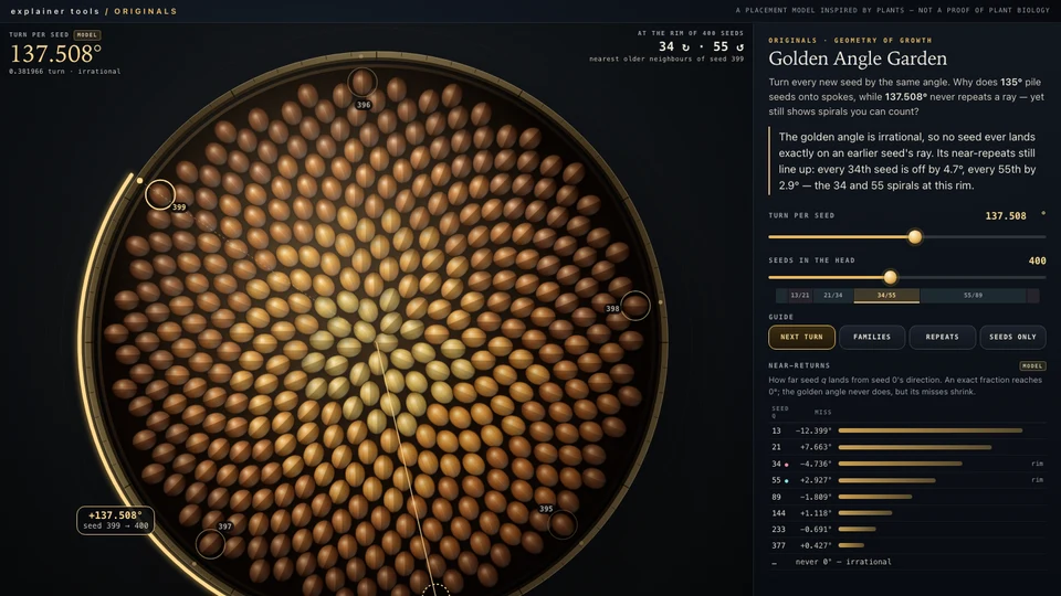 Why the Golden Angle Creates Sunflower Spirals