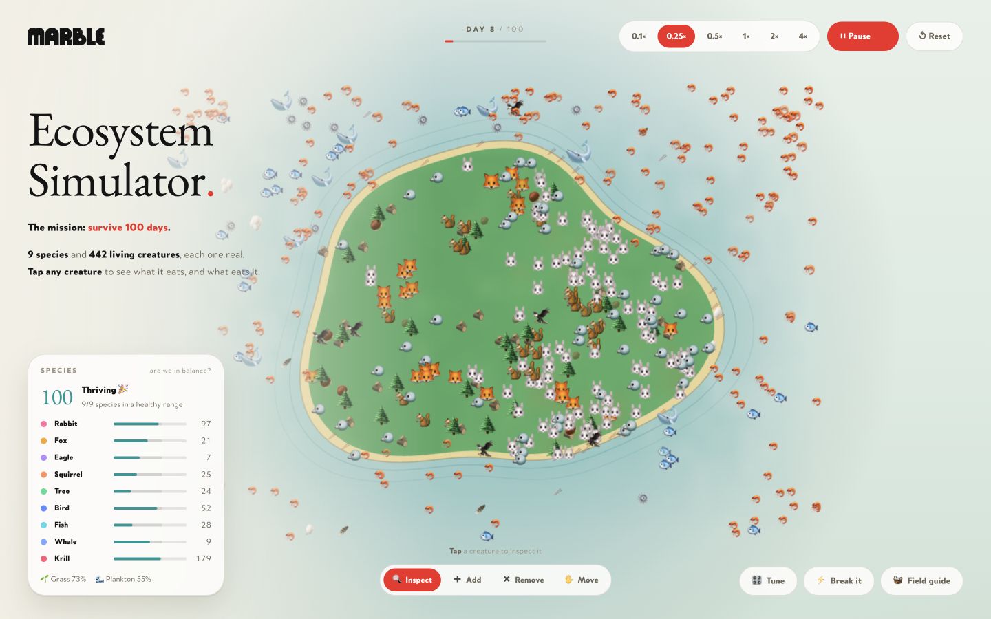 Preview of Ecosystem Simulator